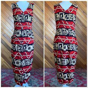 Vintage 90s Abstract Button Up Wiggle Dress